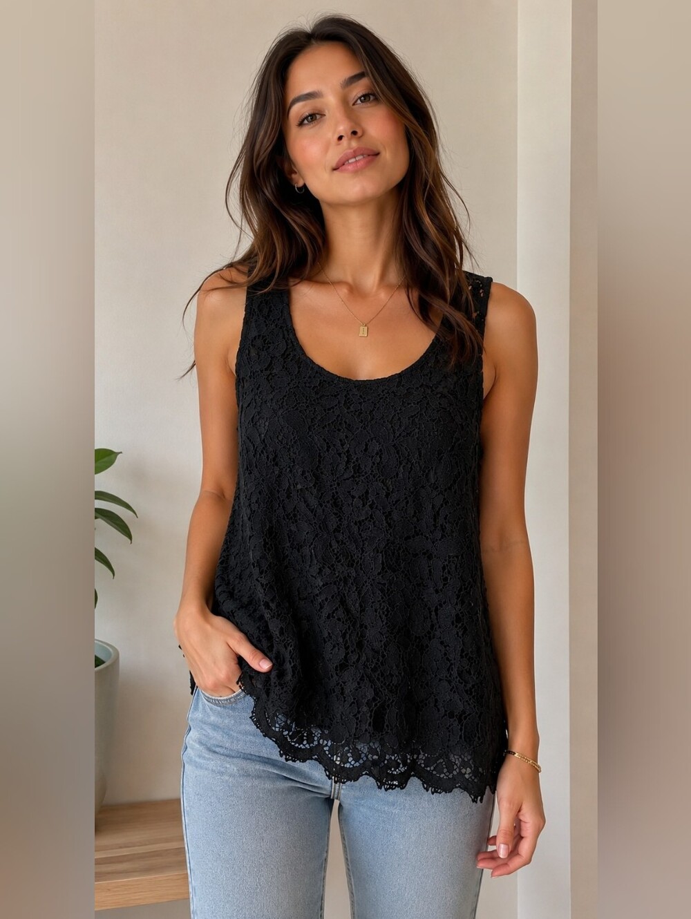 Theory Black Lace Sleeveless Top Silk Lined